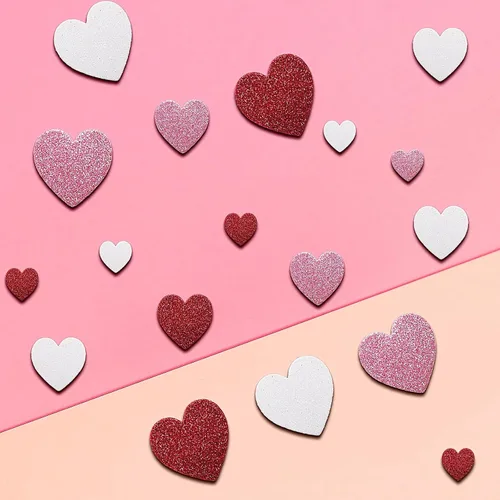 Vista 6 de 60 calcomanías de espuma de corazón, autoadhesivas, para el día de San Valentín, con purpurina, rojo, rosa, blanco, corazones de espuma