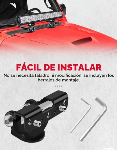 Vista 4 de Soportes de Capó LED, Soportes de Montaje Universales para Barra de Luz LED de Acero Inoxidable 304, Abrazaderas de Capó para Luces, Negro