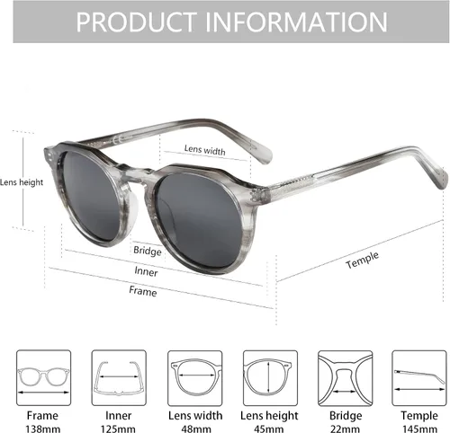 Vista 3 de ZENOTTIC Gafas de sol polarizadas redondas vintage para hombres y mujeres con protección UV400