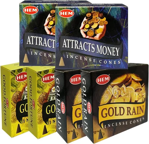 Vista 3 de Paquete variado de conos de incienso y soporte de lluvia dorada de Hem Trumiri Insense Insence Atracts Money Good Fortune