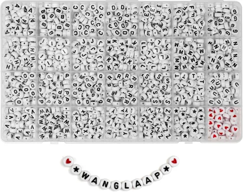 Vista 12 de Juego de 1450 cuentas de letras redondas de acrílico de 0.16 x 0.27 pulgadas, cuentas de las letras del alfabeto de la A a la Z y cuentas de números