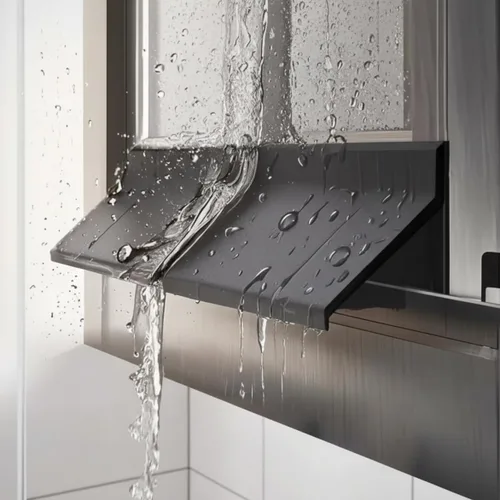 Vista 3 de Burlete para puertas – Protector de goteo autoadhesivo para ventana, ángulo de 135°, barrera de agua de goma negra a prueba de fugas para el hogar