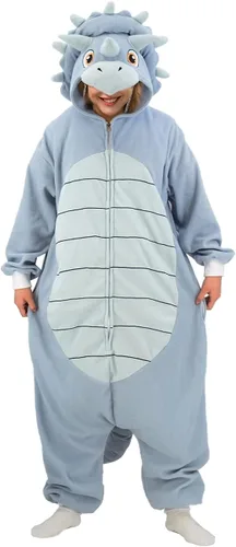 Vista 2 de LZBXBXDA Pijama unisex de dinosaurio triceratops para adultos, disfraz de Navidad de animal, ropa de dormir para mujeres y hombres