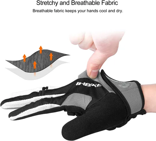 Vista 3 de INBIKE Guantes de ciclismo para hombre acolchados de gel de 0.197 in transpirables y resistentes al desgaste