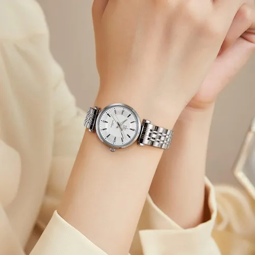 Vista 5 de SK Classic - Relojes de moda para mujer reloj de vestir de acero inoxidable sólido correa de cuero genuino