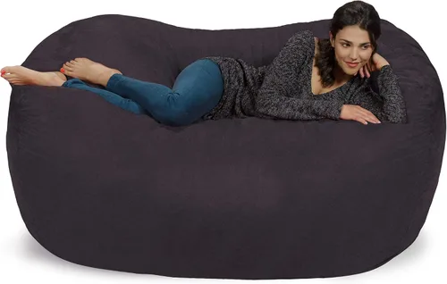 Vista 18 de Silla de saco puf Chill Sack: Bolso de muebles de espuma viscoelástica de 6 pies y tumbona grande – Sofá grande con funda de microfibra suave - Negro