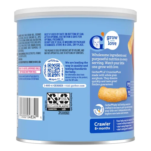 Vista 9 de Gerber Stage 3 Snacks de comida para bebés, Apple Sweet Potato Lil' Crunchies, Snacks para bebés, Alimentación guiada por el bebé, Pack de 6
