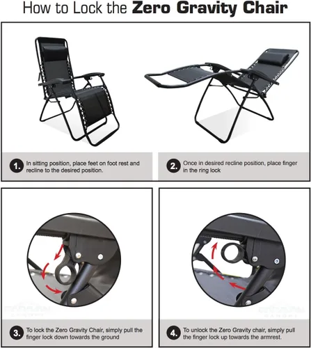 Vista 3 de Caravan Sports Infinity - Silla de gravedad cero de gran tamaño, color negro