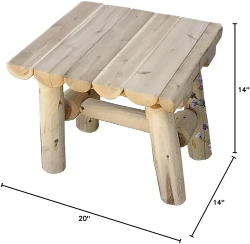 Vista 2 de Mesa auxiliar cuadrada de troncos de cedro blanco