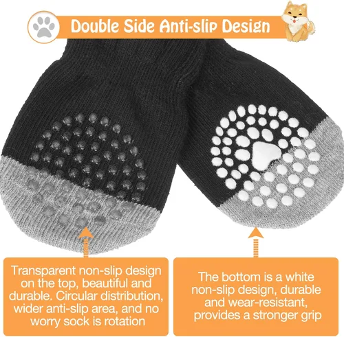 Vista 5 de SCENEREAL 6 piezas de calcetines antideslizantes para perros para prevenir lamido de patas para pavimento caliente/frío, calcetines de agarre