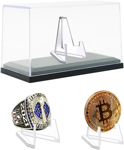 Vista 12 de Caja de exhibición de anillo de campeonato de 4 ranuras Para béisbol, softbol, fútbol, deportes, anillo de escuela secundaria (Cuatro agujeros-1)
