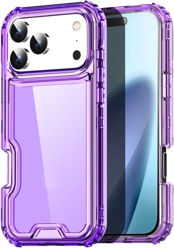 Vista 18 de AICase para iPhone 17 Transparente, Resistente Duradera de 3 Capas de Cristal Transparente [No amarillea]