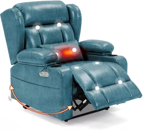 Vista 10 de Silla reclinable Power Rocker de gran tamaño, sofá reclinable eléctrico de Gris