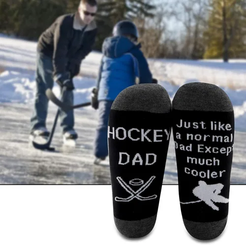 Vista 6 de MBMSO - 2 pares de calcetines de hockey para papá diseño de hockey