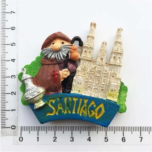 Vista 5 de Santiago Chile - Imán para nevera, recuerdo de viaje, decoración de nevera, calcomanía magnética pintada a mano, colección artesanal