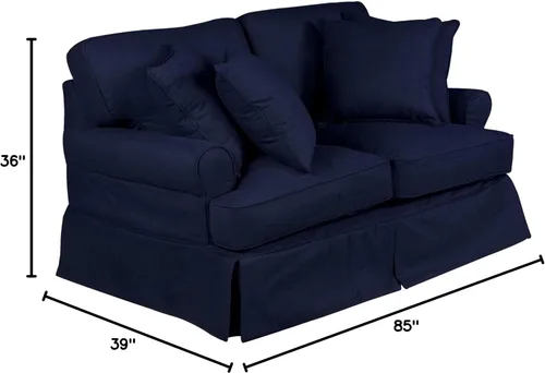 Vista 3 de Sunset Trading Horizon - Sofá biplaza con funda de 2 piezas, lavable, resistente a las manchas, color azul marino, juego de muebles para sala