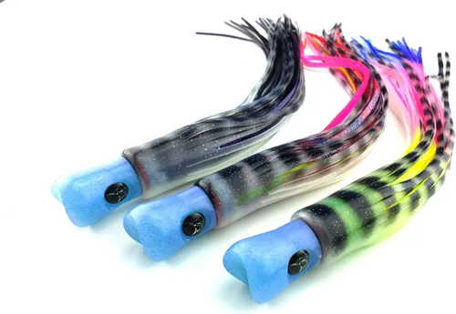 Vista 3 de #31 9" Skipjack híbrido rosa interferencia UV suave trolling atún Mahi Marlin señuelo