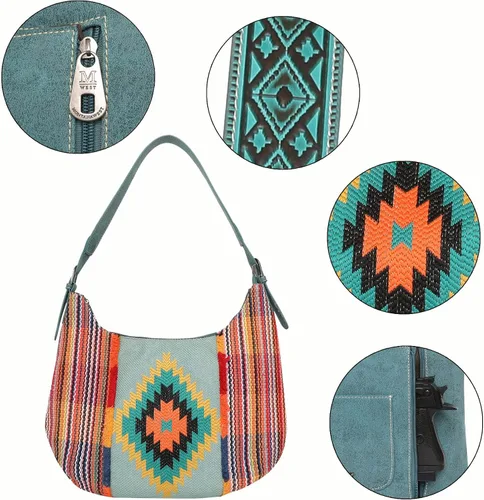 Vista 3 de Montana West Aztec Collection Western - Bolso de transporte oculto para mujer con cartera