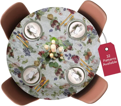 Vista 35 de LAMINET Mantel elástico ajustable para mesa, medallón grande, redondo, se adapta a mesas de hasta 45 a 56 pulgadas de diámetro Medallion