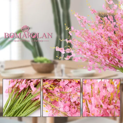 Vista 3 de BOMAROLAN Orquídea artificial de seda bailarina, orquídeas de mariposa falsas, 10 unidades de tacto real para bodas, hogar, oficina, fiesta, hotel