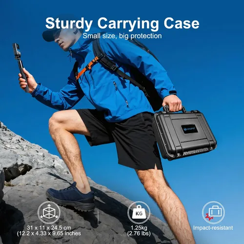 Vista 5 de Lekufee Funda rígida impermeable para cámara DJI Osmo 360, Adventure Combo, batería (7 unidades), DJI Mic 3/2/Mic Mini y accesorios (solo funda)