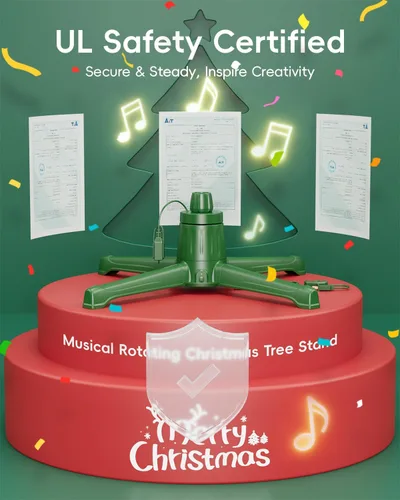 Vista 3 de HOPOCO - Soporte musical giratorio para árbol de Navidad con control remoto y función de memoria