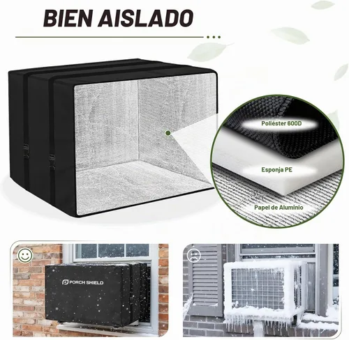 Vista 4 de Porch Shield Cubierta para Aire Acondicionado de Ventana Exterior – Cubierta de Aislamiento de Invierno para Aire Acondicionado de Ventana para Negro