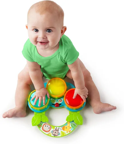Vista 3 de Bright Starts Safari Beats - Tambor musical de juguete con luces, a partir de 3 meses, multicolor