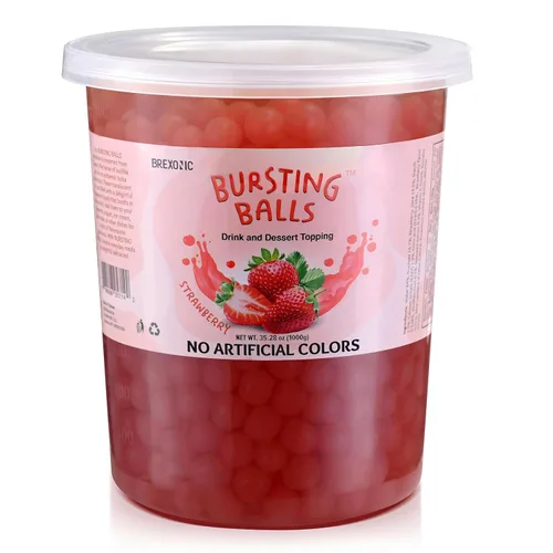 Vista 23 de Perlas Boba de fruta de la pasión, bolas de té explosivas, bebida y cobertura de postre, perlas de tapioca de burbujas de maracuyá para té
