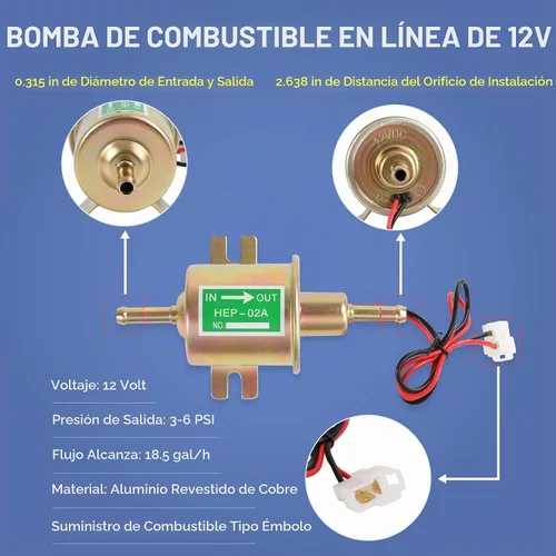 Vista 3 de Kit de bomba de combustible eléctrica universal de 12V, 3-6 PSI, baja presión con filtros de combustible, 10 abrazaderas de manguera, 6.56 pies