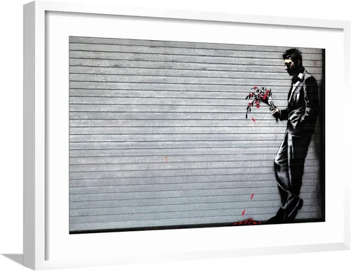 Vista 16 de ART.COM Impresiones artísticas enmarcadas para pared Hustler Club de Banksy, decoración botánica, 18 x 12 pulgadas, marco negro con paspartú blanco