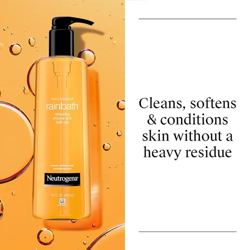 Vista 2 de Neutrogena Rainbath Gel limpiador de ducha y baño, gel de lavado corporal hidratante diario y gel de afeitado para hombres y mujeres, espuma cremosa