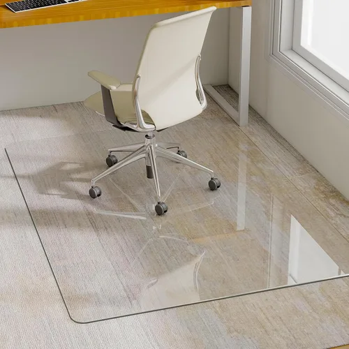 Vista 8 de GLSLAND Tapete de vidrio templado de 47 x 32 pulgadas para silla, protector de suelo resistente para alfombras y suelos duros, resistente a