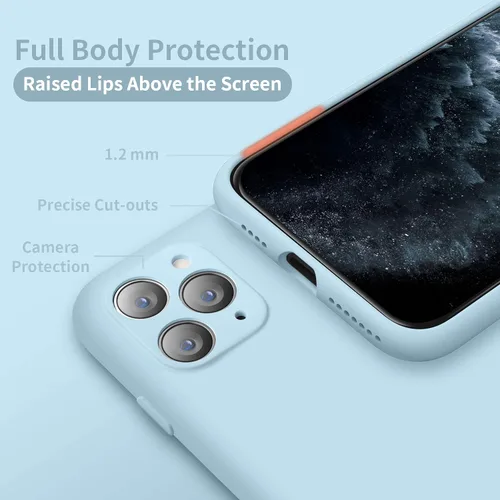 Vista 4 de Cordking Funda diseñada para iPhone 11 Pro Max, funda de silicona ultra delgada a prueba de golpes con forro de microfibra suave antiarañazos