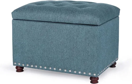 Vista 15 de Joveco Otomana rectangular de 24" con almacenamiento para sala de estar, banco tapizado con asiento y reposapiés con tapa abatible, reposapiés