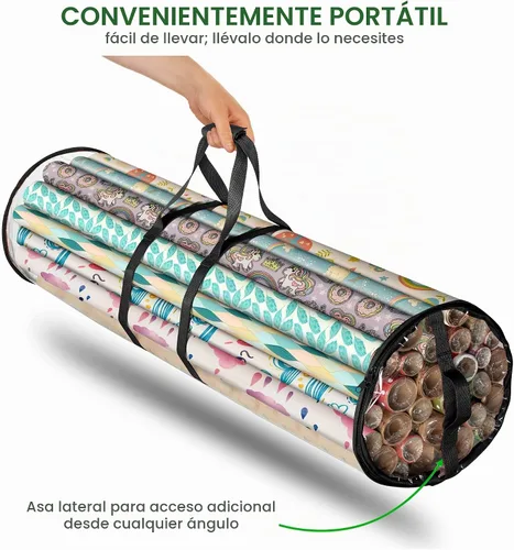 Vista 7 de ZOBER - Bolsa de almacenamiento para papel de regalo de Navidad Negro transparente