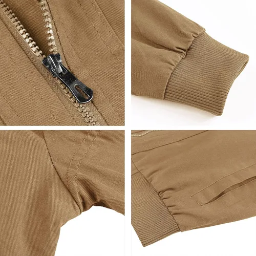 Vista 5 de HIJEWE Men Military Jacket Casual Cotton Utility Coat Spring Falls Durable Army Cargo Bomber Stand Collar Multi-Pocket Jacket