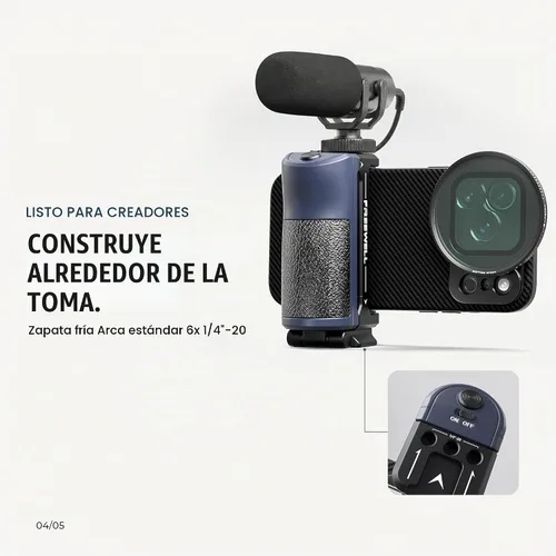 Vista 6 de Freewell Versátil Bluetooth Smartphone Selfie Grip con ARCA estándar, soporte de zapata fría para iPhone, teléfono celular Samsung