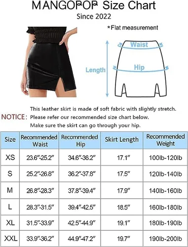 Vista 6 de MANGOPOP Womens High Waist Bodycon Mini Short Faux Leather Skirt with Slit