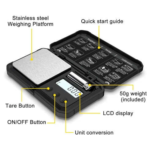 Vista 2 de Digitalgram Scale Jewelry Scale 200g 0.01g mini Scale Portable Powder Scale (Black)