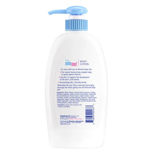 Vista 2 de SEBAMED Loción para bebés pH 5.5, hidratación ultra suave, recomendada por dermatólogos, hidratante no grasosa para pieles delicadas, 13.5 onzas