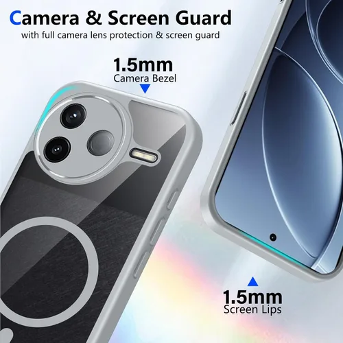 Vista 157 de Funda magnética transparente compatible con Xiaomi 17T, color negro 2 en 1 PC + TPU cubierta de teléfono a prueba de golpes, carcasa protectora