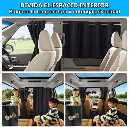 Vista 4 de ZATOOTO Juego de cortinas para ventanas de coche de 3 piezas, cortinas divisoras para ventanas laterales y traseras de coche totalmente opacas, ante