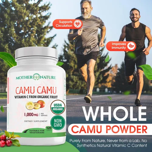 Vista 9 de Cápsulas Mother Nature Organics Camu Berry – Repleto de vitamina C natural y antioxidantes crudos – Refuerzo inmunológico y antienvejecimiento