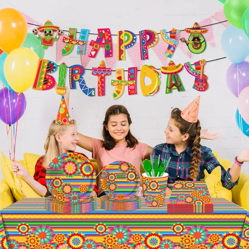Vista 6 de Lide Road Mantel de plástico para fiesta de México, 2 piezas, fundas de plástico para mesa de fiesta de México, mantel desechable para decoración