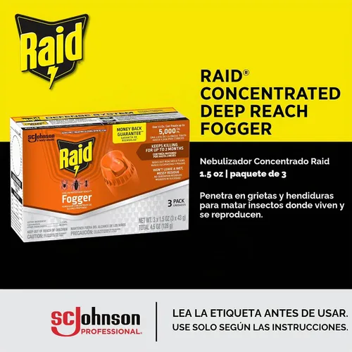Vista 2 de Raid 305690 - Nebulizador concentrado de alcance profundo, lata de aerosol de 1.5 onzas, paquete de 3, 12K/CT