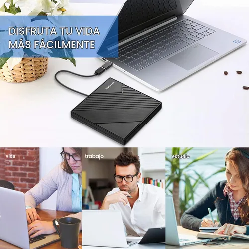Vista 7 de Amicool - Unidad externa de DVD USB 3.0, USB C, grabadora de CD/DVD +/-RW, unidad óptica, reproductor de DVD portátil delgado, lector de reescritor