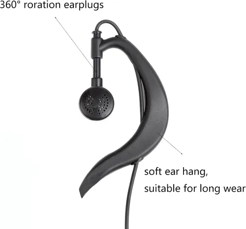 Vista 4 de Auricular Walkie Talkie con micrófono para radio BaoFeng Retevis G Shape Headset para Baofeng UV-5R BF-888S Arcshell Retevis H-777 RT21 RT22 Kenwood