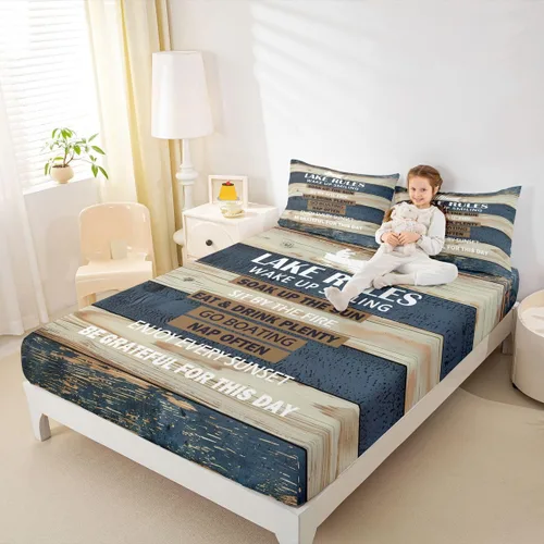 Vista 17 de Erosebridal Fishing Fitted Sheet Twin for Boys, Big Pike Fish Black Bed Sheets for Rustic Farmhouse Lake House Decor, Fishing Bedding Set Marine