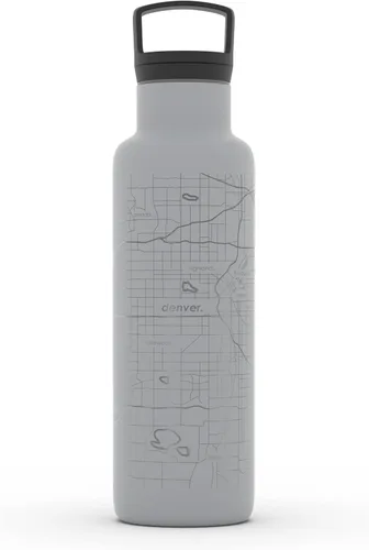 Vista 50 de Well Told Botella de agua aislada con mapa de Washington DC grabado, botella de acero inoxidable grabada (21 onzas, blanco) botella aislada de mapa
